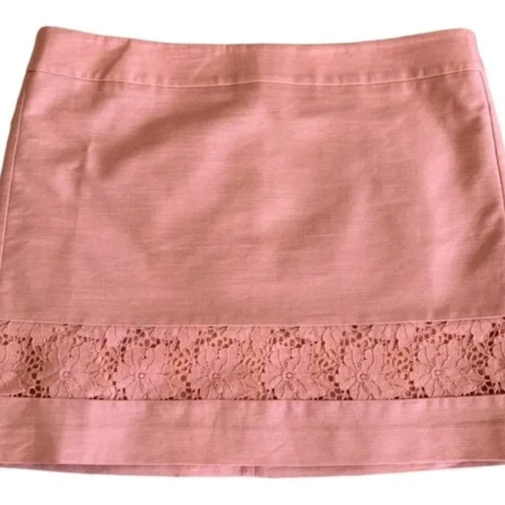 NWT Ann Taylor LOFT skirt coral with lace, size 8